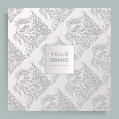 Cover design for menu, wedding invitation, booklet, portfolio, catalog. Elegant template with an original handmade floral pattern.