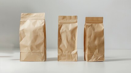 Eco-friendly paper bags made from recycled materials on a clean background