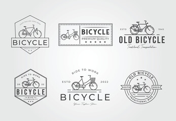 Obraz premium set of bicycle or bike line art logo vector illustration design
