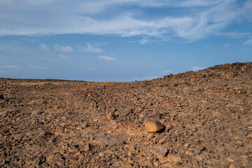 paysage volcanique sur l'île de Saint Vincent au Cap Vert en Afrique de l'Ouest