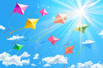 Fototapeta na wymiar Fly Kite Summer Background