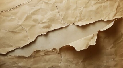 A distressed, aged parchment background with a small, torn section revealing a clean white space.