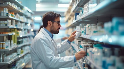 Portrait of pharmacist working in a drug store