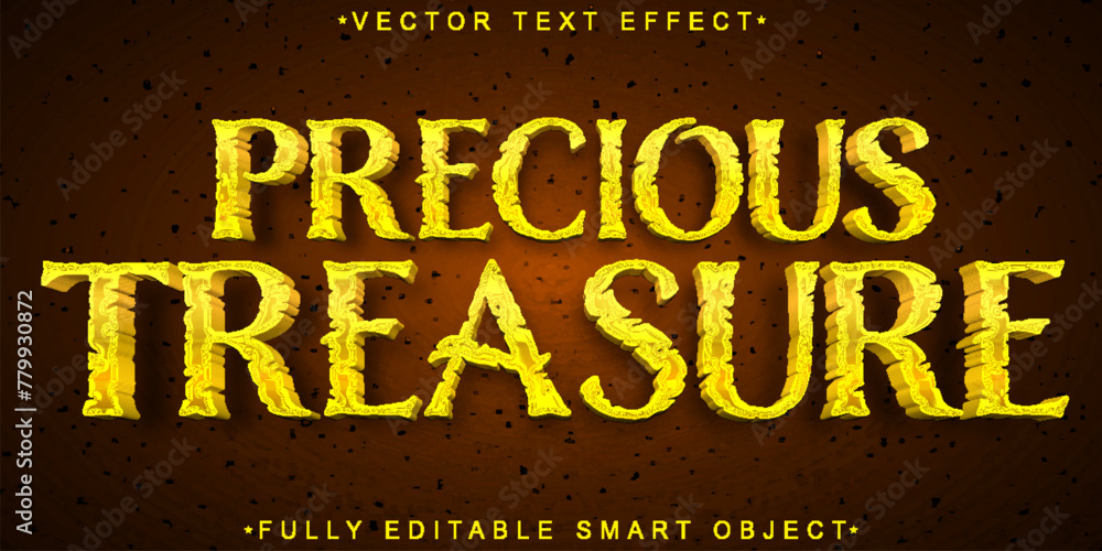 Poster golden precious treasure vector fully editable smart object text effect