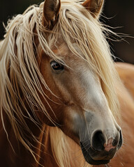 close up of a brown beige horse