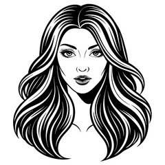 illustration-of-women-long-hair-style-icon--logo-w