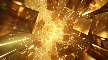 a gold and silver cubes with sparks