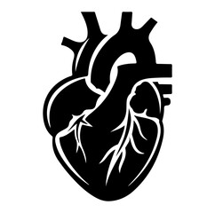 Obraz premium Human heart organ with aorta and arteries flat vector icon