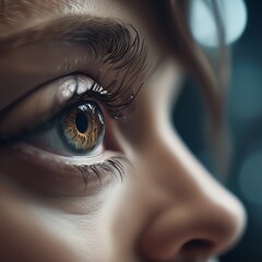Close up of woman's blue eye - 779932079