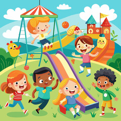 Obraz na płótnie Canvas kids---have-great-fun-let-s-play-and-slide