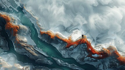 A close up of a painting that looks like it is underwater, AI
