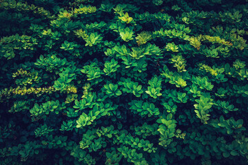 Moody green Barberry bush leaves texture