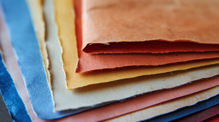 Colorful Textured Paper Sheets: Handmade Multicolored Craft Paper Samples with Rough Grain Texture for Craft and Artist Accessories
