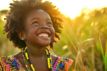 Sun-Kissed Laughter: A Young Spirit's Joy Amidst Nature - Generative AI - 779933083