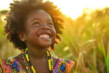 Foto op Canvas Sun-Kissed Laughter: A Young Spirit's Joy Amidst Nature - Generative AI © Gelpi