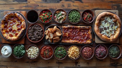 A table with many different types of food on it, AI