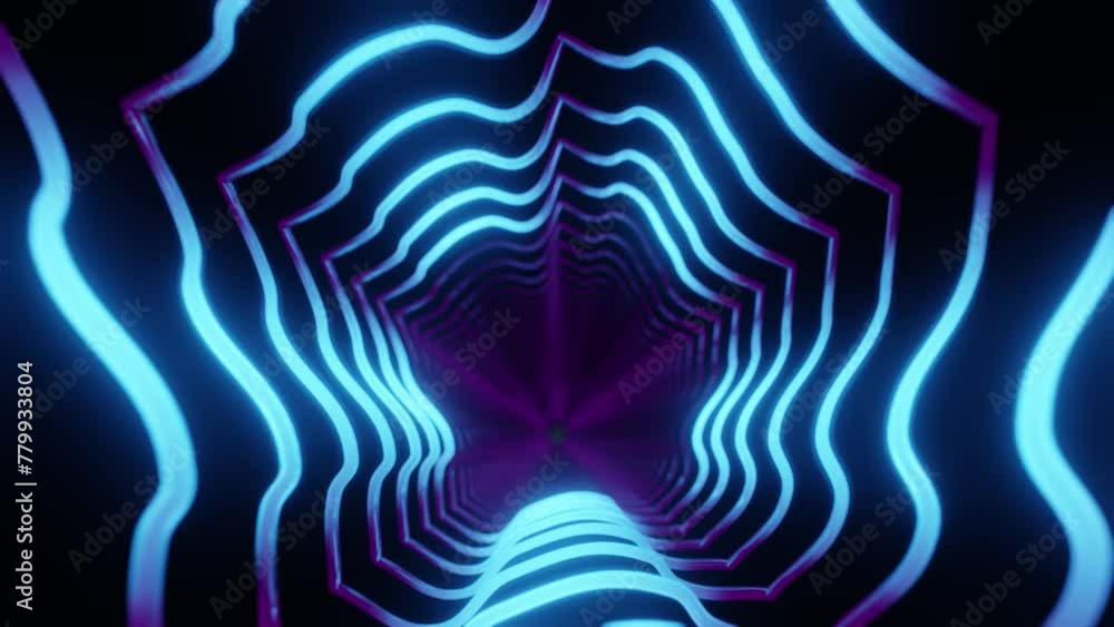 Poster colorful animation loop with glowing lights background 3d
