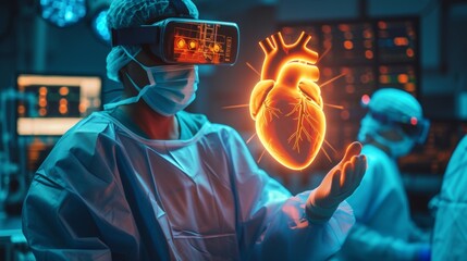 Medical doctors doing virtual training with the help of VR technology.