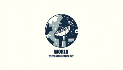 Illustration of globe with a satellite dish for world telecommunication day