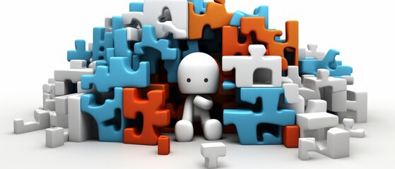 a peron with a lot of problemes with out finding the solution, illustrative 3d icon, white background