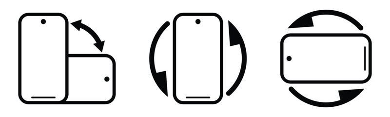 mobile screen rotation icon set. device rotate symbol for apps and website, transparent vector illustration.	