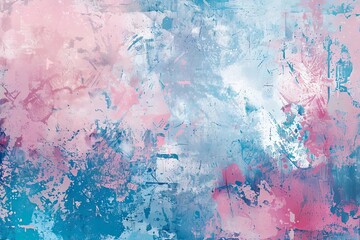 Pastel blue and pink grungy spray textured retro background, digital art