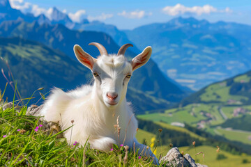 Naklejka premium Goat on a meadow
