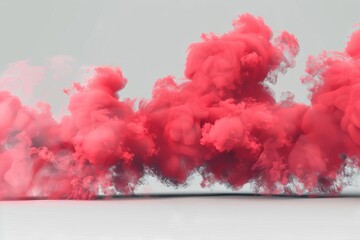 Realistic red smoke effect on transparent background, 3D render