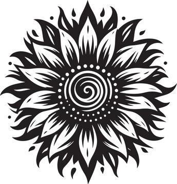 Black sunflower vector logo design concept in white background