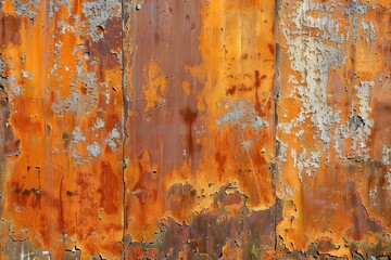 Rustic orange brown metal texture, weathered Corten steel stone background, panoramic grunge banner illustration