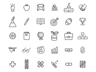 Business Strategy Line Icons, Business and management line icons set. Management icon collection. Vector illustrator, Business and finance web icon set - outline icon collection, vector.
