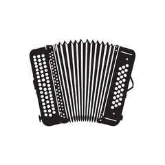 Melodic Creation: Detailed Accordion Silhouette, Accompanied by Minimalist Vector Rendering, Accordion Illustration - Minimallest Accordion Vector