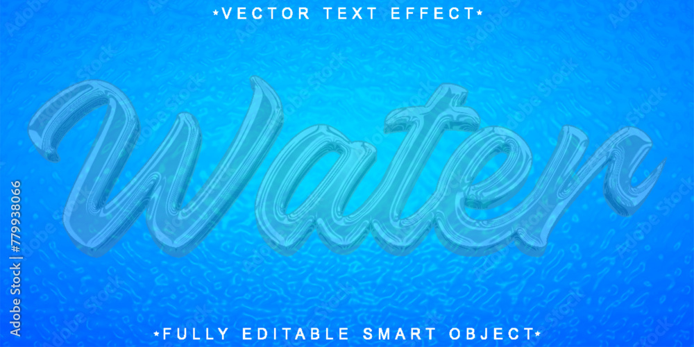 Aufkleber cartoon liquid transparent water vector fully editable smart object text effect