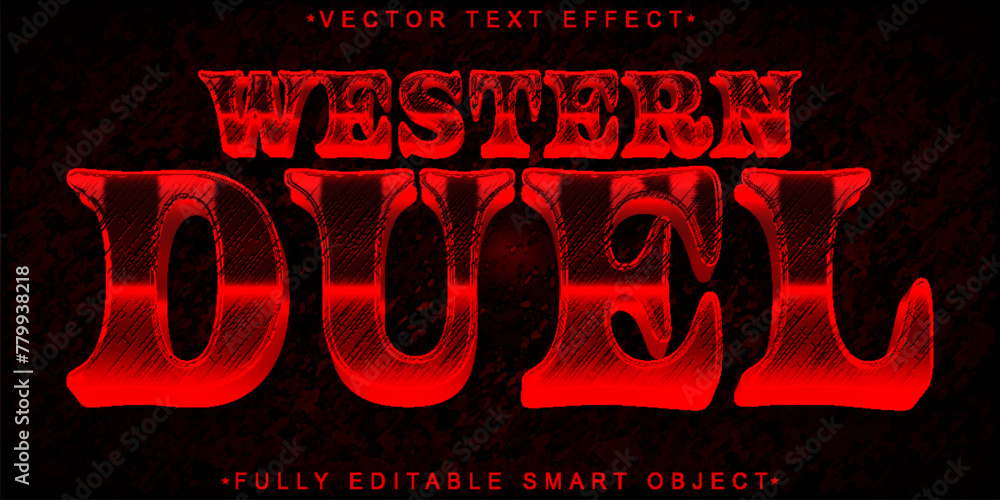 Poster red western duel vector fully editable smart object text effect