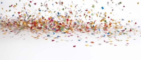 flying confetti in the air, white background