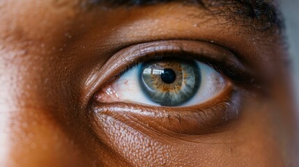 Close up of brown man eye - obrazy, fototapety, plakaty