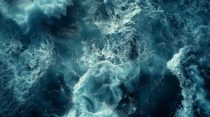 Fototapeta na wymiar Aerial View of Churning Ocean Waves