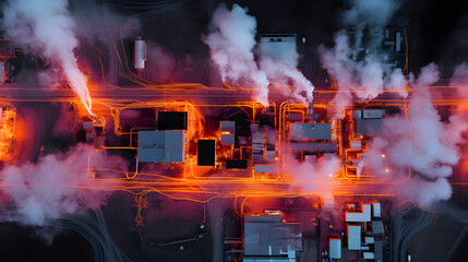 Production site shot through thermal camera, generative ai