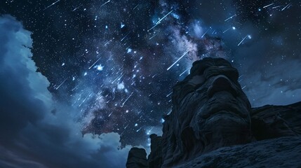 a rock formation with stars in the sky - Powered by Adobe