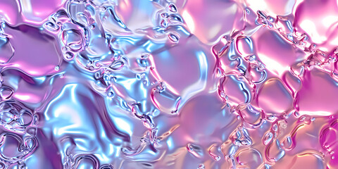 Liquid metal bubbles abstract background with soft neon colors - Wave design banner