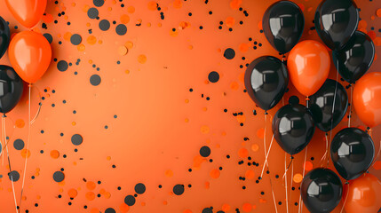 Orange and Black balloons composition background - Celebration design banner