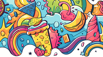 Obraz na płótnie Canvas Pop summer banner in doodle style illustrations