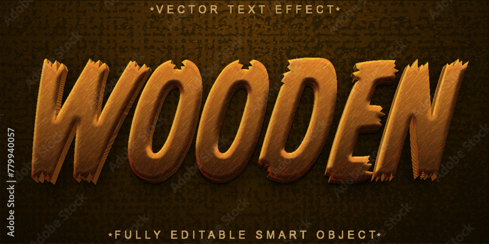 Poster brown wooden vector fully editable smart object text effect