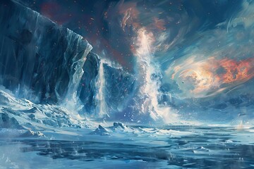 Thawing of the Poles Due to Human Impact on Earth, Biblical Final Events Illustration, Digital Painting