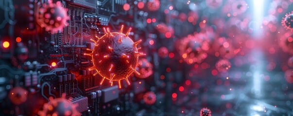 Obraz premium Cyber Virus Threat in Technology