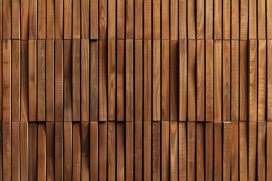 Seamless pattern of brown wooden acoustic panels, warm textured wall background