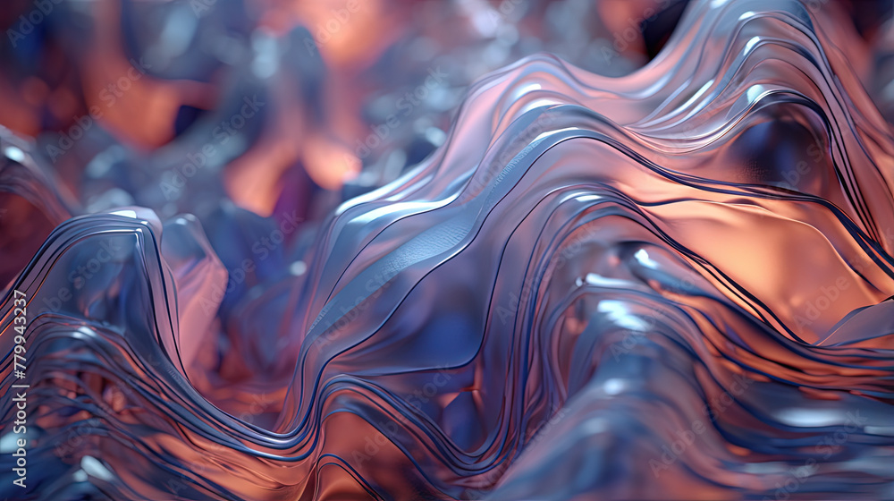 Poster Scientific abstraction with futuristic textured tissue waves. Tech background with close-up wave bio texture.