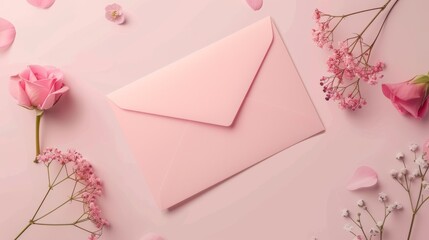 Minimalist pink wedding card 
