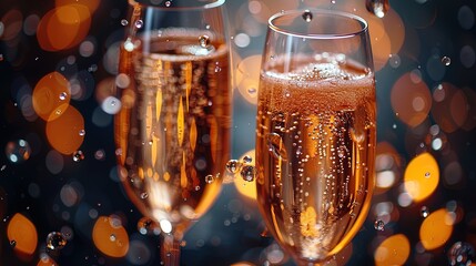 Glasses clink and bubbles dance as champagne flows, celebrating success in a sparkling symphony