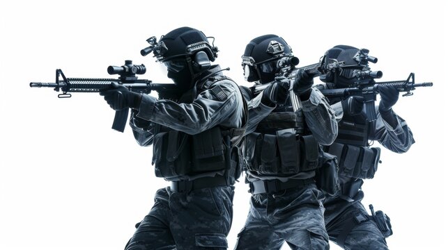 Group portrait of special police force SWAT tactical team
